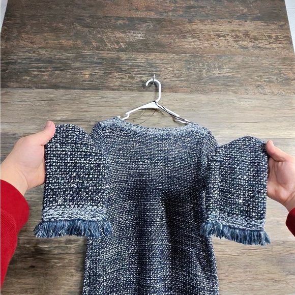 Ann Taylor Textured Navy and White Sweater - Picture 5 of 9